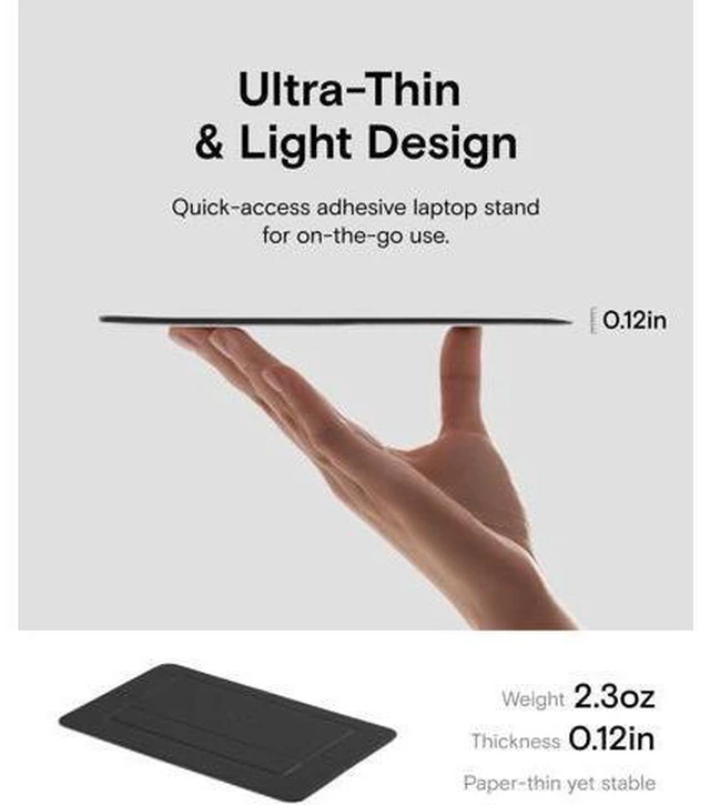 Alt view image 9 of 14 - Laptop Stand for Desk Adhesive Airflow Laptop Cooling Riser for Heat Dissipation with 2 Adjustable Viewing Angles Foldable & Portable Computer Stand Compatible with Laptops 11-16 Jet Black