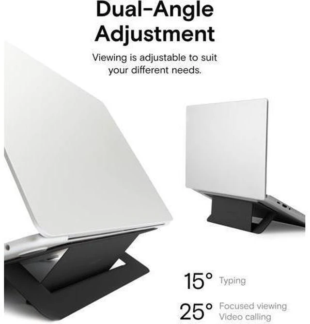 Alt view image 13 of 14 - Laptop Stand for Desk Adhesive Airflow Laptop Cooling Riser for Heat Dissipation with 2 Adjustable Viewing Angles Foldable & Portable Computer Stand Compatible with Laptops 11-16 Jet Black