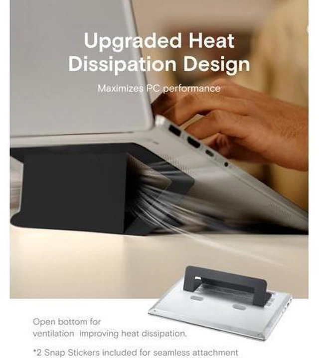 Alt view image 14 of 14 - Laptop Stand for Desk Adhesive Airflow Laptop Cooling Riser for Heat Dissipation with 2 Adjustable Viewing Angles Foldable & Portable Computer Stand Compatible with Laptops 11-16 Jet Black