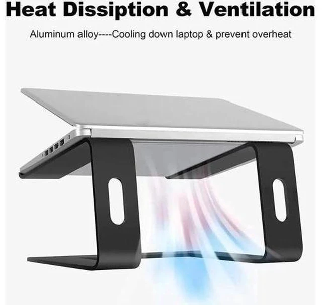 Alt view image 11 of 12 - JVFYI Laptop Stand, Adjustable Height Laptop Stand for Desk, Ergonomic Portable Computer Stand Riser for MacBook Pro/Air 10-16" (Black)