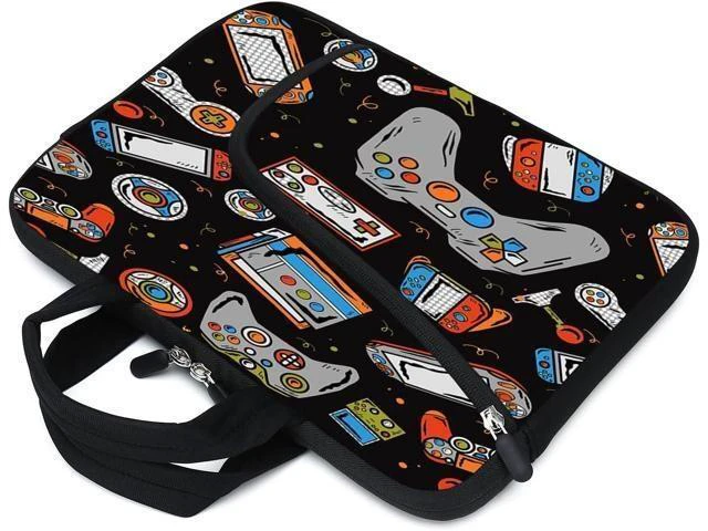 Alt view image 9 of 12 - Laptop Sleeves 14 15 15.4 15.6 Chromebook Case Notebook Sleeve PC Messenger Bag Tablet Case Neoprene Handle Sleeve for Men Women Two Pockets(Games-1)