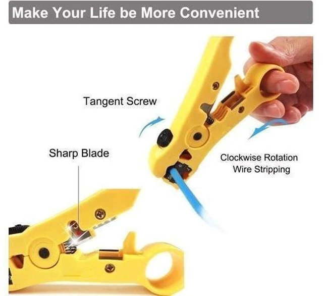 Alt view image 8 of 10 - Coax Cable Crimper Tool Kit, Coaxial Compression Tool for rg6 rg59 rg11 with 1 Wire Stripper, 10pcs F Male rg6 Connectors And 10pcs Female to Female rg6 Connectors, 1 Screwdriver