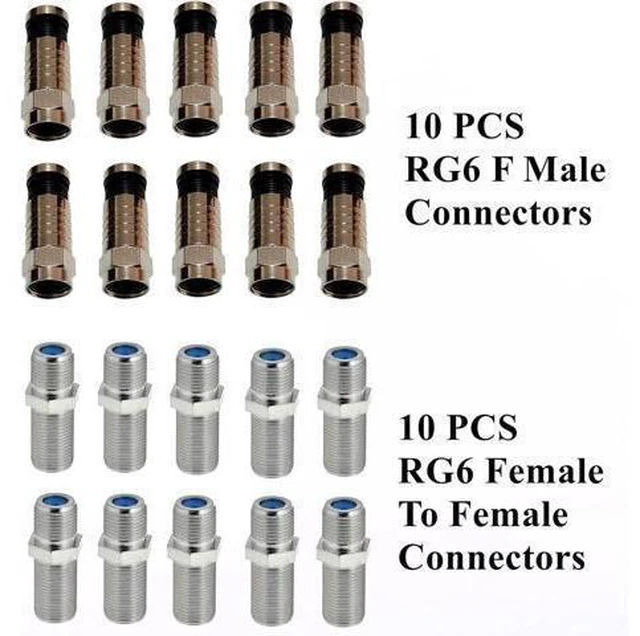 Alt view image 10 of 10 - Coax Cable Crimper Tool Kit, Coaxial Compression Tool for rg6 rg59 rg11 with 1 Wire Stripper, 10pcs F Male rg6 Connectors And 10pcs Female to Female rg6 Connectors, 1 Screwdriver