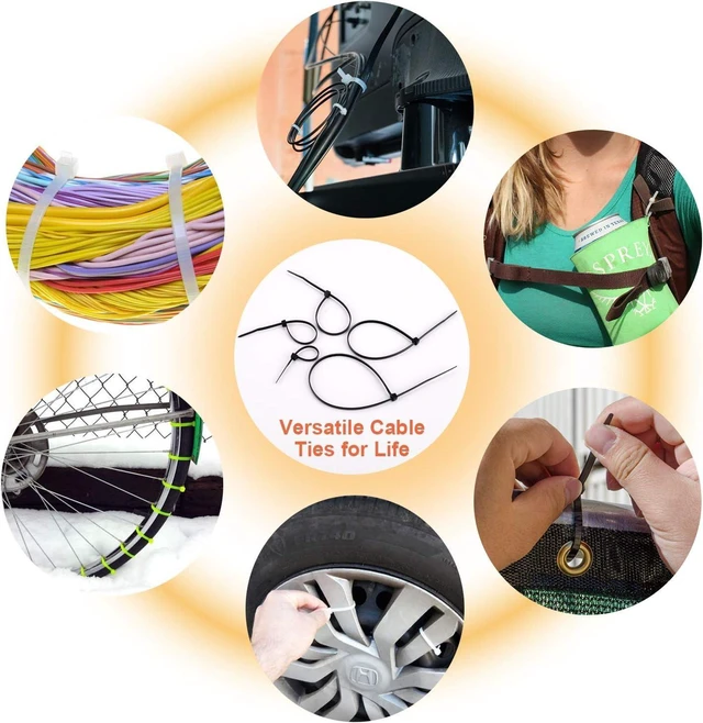 Alt view image 12 of 12 - Zip Ties Assorted Sizes 700 Pack 4+6+8+10+12 Inch Cable Ties Heavy Duty 40lbs Plastic Wire Ties UV Resistant Zipties Black Small Zip Tie Wraps Assortment Cord Management for Home Office Gardening