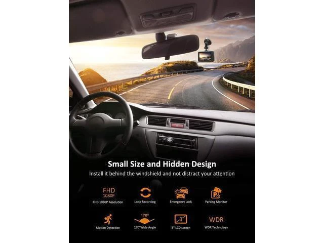 Alt view image 9 of 14 - Dash Cam 1080P DVR Dashboard Camera Car Driving Recorder 3 Inch Driving Camera LCD Screen, 170°Wide Angle, WDR, G-Sensor, Loop Recording, Parking Monitor, Motion Detection