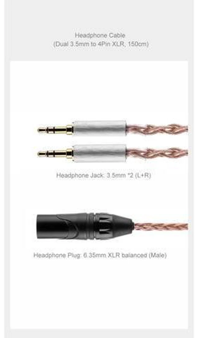 Alt view image 14 of 14 - Upgrade Cable 150cm Dual 3.5mm to 4Pin XLR, XLR to 6.35mm Adapter, Compatible with Moondrop Headphones and Amplifiers