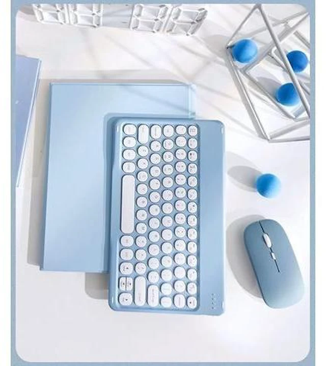 Alt view image 7 of 10 - PboyiqiS Keyboard Case for iPad 10 2022, iPad10th Generation Case with Keyboard and Mouse Cute Round Key Detachable Keyboard Case with Pencil Holder (Light Purple)