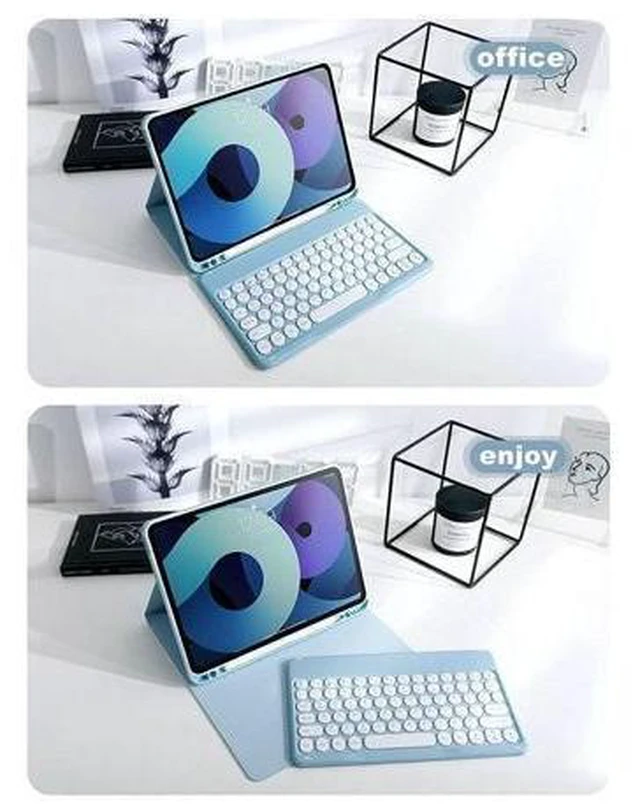 Alt view image 8 of 10 - PboyiqiS Keyboard Case for iPad 10 2022, iPad10th Generation Case with Keyboard and Mouse Cute Round Key Detachable Keyboard Case with Pencil Holder (Light Purple)