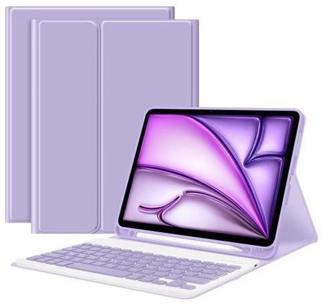 Alt view image 6 of 10 - GOKOCO Keyboard case for iPad Air 6th 11 inch 2024 M2,iPad Air 5th Gen 10.9 Inch Keyboard Case 2022,Detachable Bluetooth Keyboard Cover for iPad Air 4th Gen 2020 with Pencil Holder,Auto Sleep-Lavender