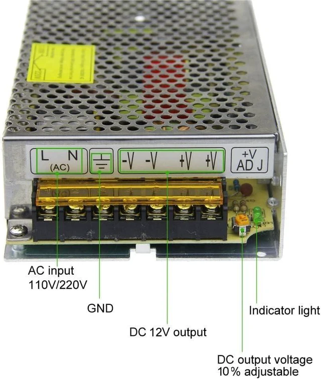 Alt view image 11 of 14 - 12V 15A 180W Power Supply Transformer Switch AC 110V / 220V to DC 12V 15amp Switching Power Adapter Converter LED Driver for LED Strip Light CCTV Camera Security System