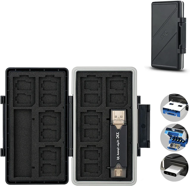 Alt view image 8 of 14 - 24 Slots Memory Card Case Holder for 16 Micro SD Cards 8 SD Cards Includes a 3 in 1 Type C USB 3.0 Micro USB 2.0 Memory Card Reader Water-Resistant Anti-Shock