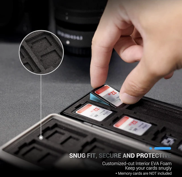 Alt view image 11 of 14 - 24 Slots Memory Card Case Holder for 16 Micro SD Cards 8 SD Cards Includes a 3 in 1 Type C USB 3.0 Micro USB 2.0 Memory Card Reader Water-Resistant Anti-Shock