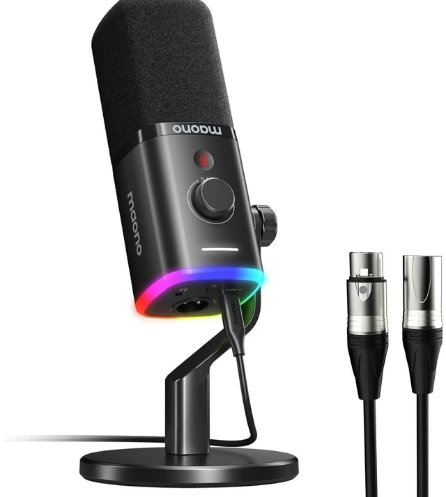Alt view image 2 of 2 - PD100X USB/XLR Dynamic Microphone for PC with 6FT XLR Cable, Computer Streaming Gaming Mic with RGB