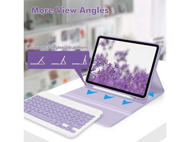 Alt view image 10 of 10 - GOKOCO Keyboard case for iPad Air 6th 11 inch 2024 M2,iPad Air 5th Gen 10.9 Inch Keyboard Case 2022,Detachable Bluetooth Keyboard Cover for iPad Air 4th Gen 2020 with Pencil Holder,Auto Sleep-Lavender
