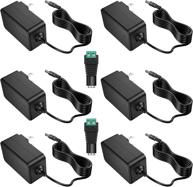 Alt view image 8 of 14 - 12V 2A AC Adapter Charger Replacement with 2 Tips Regulated 12 Volts 2000mA Power Supply Cord for LED Strip Light CCTV Camera BT Speaker GPS Webcam Router DC12V Transformer (6 Pack)