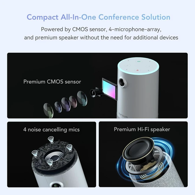 Alt view image 9 of 14 - C10(2nd Gen) 1080P Conference Webcam with Microphone Speaker, Portable All in One Computer Camera for Video Conference, AI Noise Cancellation & AGC, USB Plug&Play for PC/Desktop Zoom/Teams
