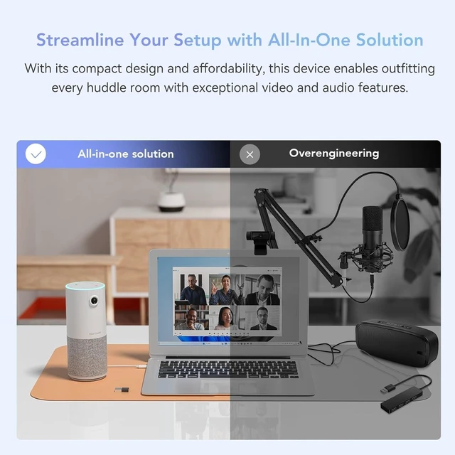 Alt view image 10 of 14 - C10(2nd Gen) 1080P Conference Webcam with Microphone Speaker, Portable All in One Computer Camera for Video Conference, AI Noise Cancellation & AGC, USB Plug&Play for PC/Desktop Zoom/Teams