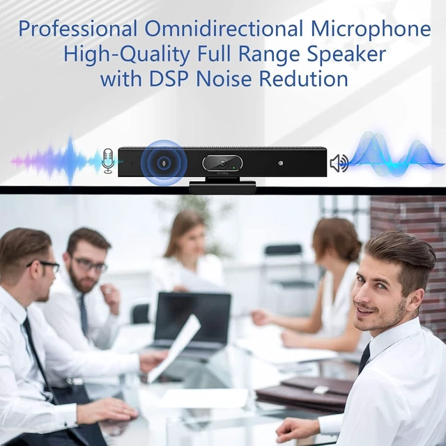 Alt view image 11 of 14 - Conference Room Camera, 3-in-1, 1080p Full HD Webcam with Microphone and Speaker, USB Plug and Play, Wide Angle Video Conference Camera for Desktop, Laptop, Mac, PC (Black)