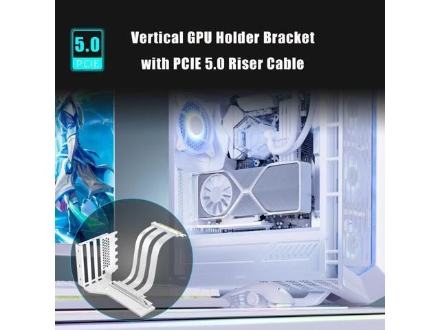 Alt view image 7 of 10 - GLOTRENDS 3-Slot GPU Support Bracket with 150mm PCIe 5.0 Riser Cable for GPU Vertical Mount, Compatible with RTX5090 RTX4090 RX9070 RX7900, PC Cases with Open PCI 7/8-slot Design