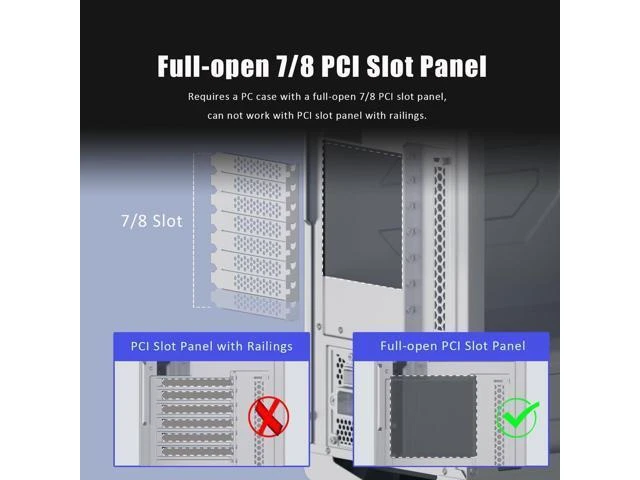 Alt view image 9 of 10 - GLOTRENDS 3-Slot GPU Support Bracket with 150mm PCIe 5.0 Riser Cable for GPU Vertical Mount, Compatible with RTX5090 RTX4090 RX9070 RX7900, PC Cases with Open PCI 7/8-slot Design