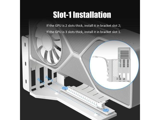 Alt view image 10 of 10 - GLOTRENDS 3-Slot GPU Support Bracket with 150mm PCIe 5.0 Riser Cable for GPU Vertical Mount, Compatible with RTX5090 RTX4090 RX9070 RX7900, PC Cases with Open PCI 7/8-slot Design