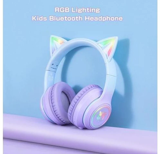 Alt view image 10 of 14 - SIMGAL Bluetooth Cat Ear Headphones for Kids, Wireless & Wired Mode Foldable Headset with Mic, RGB LED Light, for Girls School Gaming, Compatible with Mobile Phones PC Tablet