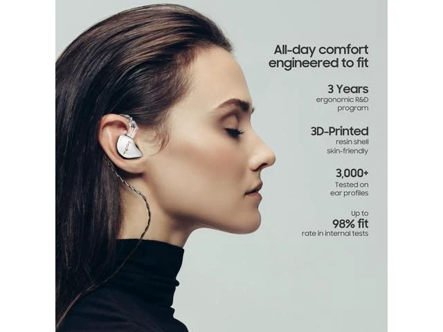 Alt view image 11 of 14 - M3 Professional IEM for Musicians, 2BA + 1DD Drivers, 36dB PNC, IPX5, Acoustic-Runway Technology, Skin-Friendly Resin, Detachable 0.78mm 2-pin Cable (No Mic, Black&White)