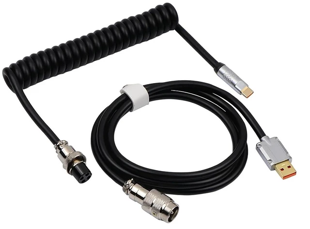 Alt view image 8 of 12 - Puff Aviator Coiled USB Cable, Type C Detachable Mechanical Gaming Keyboard Cable for Win/Mac/Gamers, Suitable for RT100/TH68 PRO/TH80 PRO/TH96/TH80 SE/CIDOO V65. etc(Puff Black)