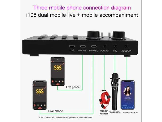 Alt view image 8 of 10 - Audio Card Stereo Sound Professional External Equipment Headphone Volume Control Live Streaming Microphone Speaker