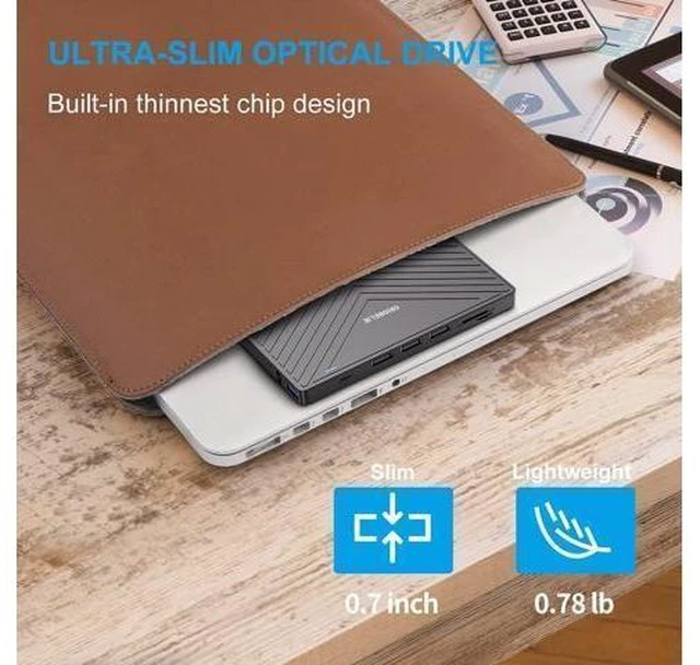 Alt view image 9 of 14 - ORIGBELIE External CD DVD Drive, Ultra Slim CD Burner USB 3.0 with 4 USB Ports and 2 TF/SD Card Slots, Optical Disk Drive for Laptop Mac, PC Windows 11/10/8/7 Linux OS