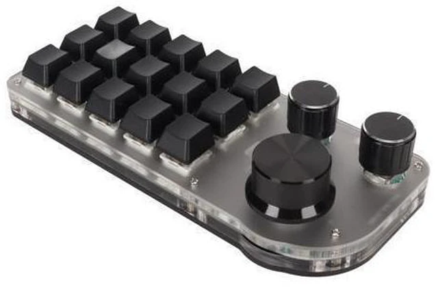 Alt view image 11 of 12 - Goshyda One Handed Macro Mechanical Keyboard, Mini 15 Keys 3 Knob Small Programmable Macropad Wired Mechanical Keyboard, DIY Programmable Keyboard