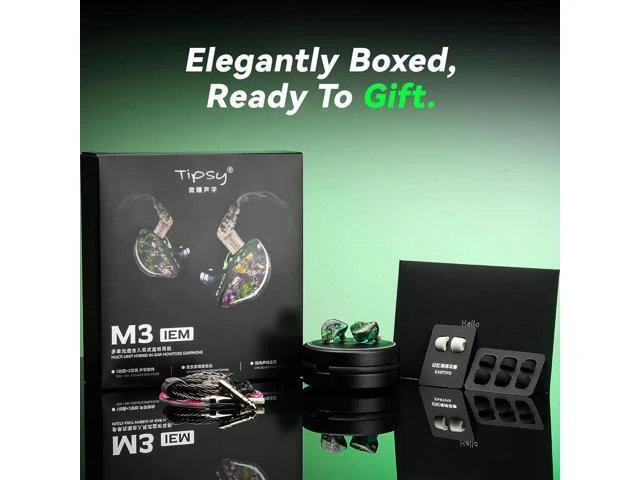 Alt view image 13 of 14 - M3 Professional IEM for Musicians, 2BA + 1DD Drivers, 36dB PNC, IPX5, Acoustic-Runway Technology, Skin-Friendly Resin, Detachable 0.78mm 2-pin Cable (No Mic, Black&White)