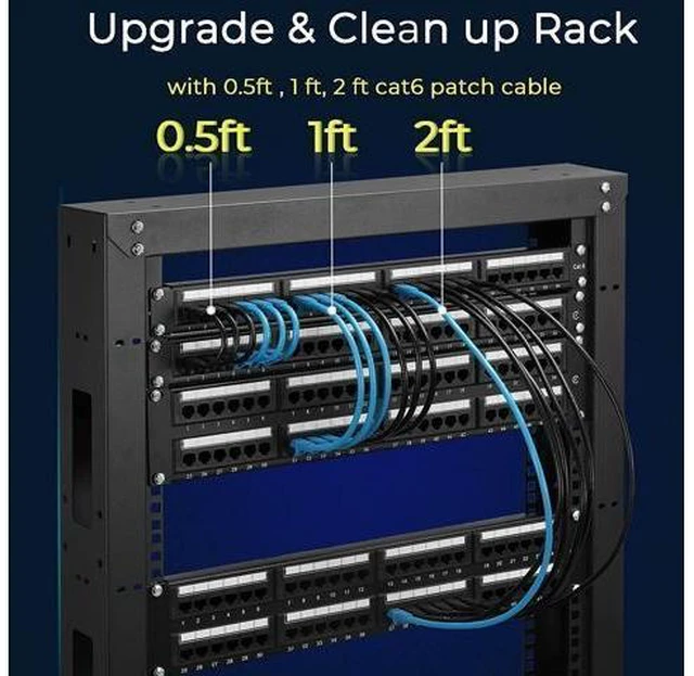 Alt view image 12 of 14 - Patch Cables Cat6 0.5ft 24 Pack, Ethernet Patch Cable 10G, Cat 6 Patch Cable for Patch Panel to Switch, Flexiable Cat 6 Ethernet Cable with Gold Plated Blue