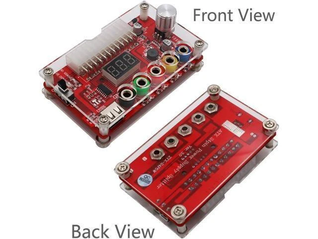 Alt view image 9 of 12 - 24 Pins ATX Power Supply Breakout Board and Acrylic Case Kit Module Adapter PC Power Connector Support 3.3V/5V/12V 1.8V-10.8V(ADJ) (10pcs)