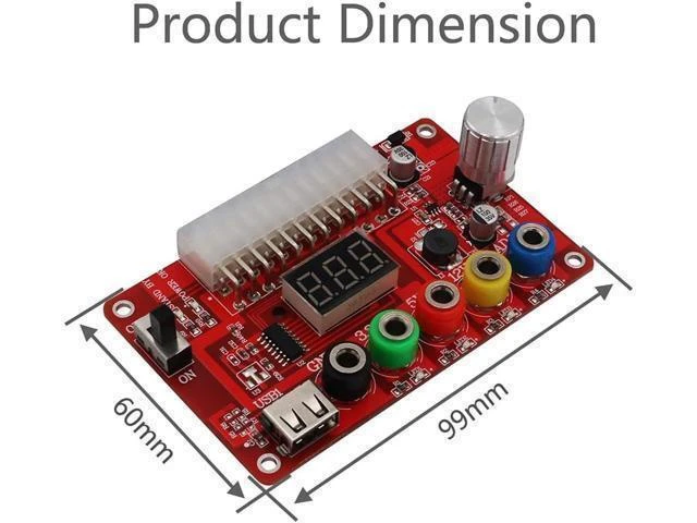 Alt view image 11 of 12 - 24 Pins ATX Power Supply Breakout Board and Acrylic Case Kit Module Adapter PC Power Connector Support 3.3V/5V/12V 1.8V-10.8V(ADJ) (10pcs)