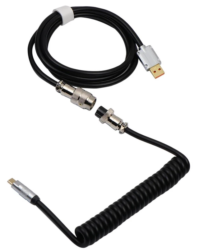 Alt view image 12 of 12 - Puff Aviator Coiled USB Cable, Type C Detachable Mechanical Gaming Keyboard Cable for Win/Mac/Gamers, Suitable for RT100/TH68 PRO/TH80 PRO/TH96/TH80 SE/CIDOO V65. etc(Puff Black)