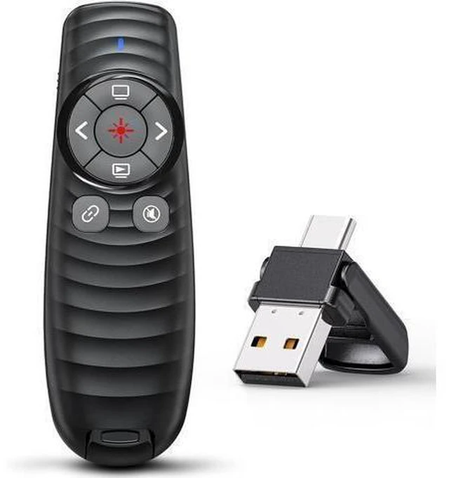 Alt view image 8 of 14 - Presentation Clicker Wireless Presenter Remote Clicker for 2-in-1 USB Type C Powerpoint Clicker with Pointer RF 2.4GHz USB C Presentation Pointer PPT Slide Advancer for Mac/Google Slide/Keynote