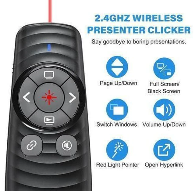 Alt view image 9 of 14 - Presentation Clicker Wireless Presenter Remote Clicker for 2-in-1 USB Type C Powerpoint Clicker with Pointer RF 2.4GHz USB C Presentation Pointer PPT Slide Advancer for Mac/Google Slide/Keynote