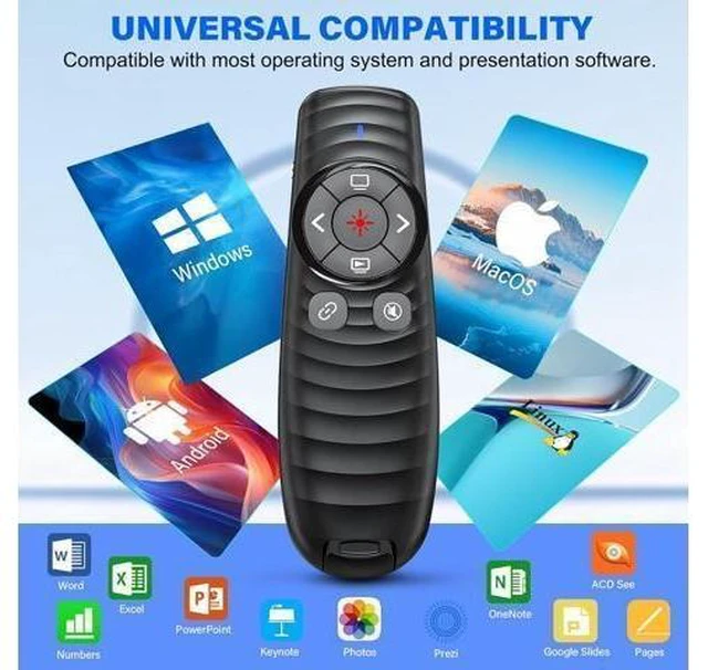 Alt view image 12 of 14 - Presentation Clicker Wireless Presenter Remote Clicker for 2-in-1 USB Type C Powerpoint Clicker with Pointer RF 2.4GHz USB C Presentation Pointer PPT Slide Advancer for Mac/Google Slide/Keynote