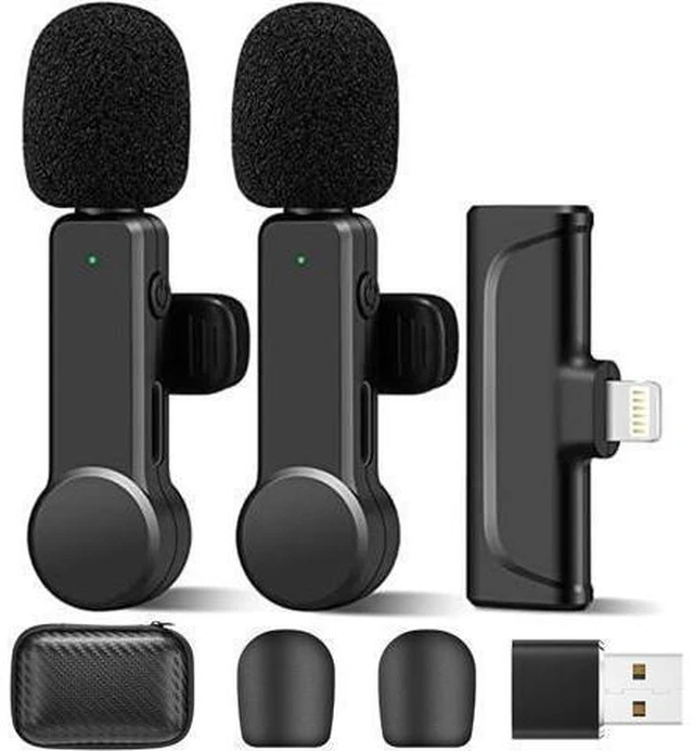 Alt view image 7 of 12 - 2Pcs Wireless Microphone for iPhone iPad, Plug-Play Wireless Lavalier Microphone for Video Recording, TikTok, YouTube, Vloggers, Auto-Sync Noise Reduction Wireless Lapel Mic