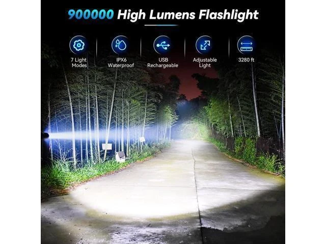 Alt view image 9 of 14 - Rechargeable Flashlight 2 Pack 900000 High Lumens Super Bright Flash Light 7 Modes with COB Work Light IPX6 Waterproof Powerful Handheld LED Flashlights for Camping Hiking