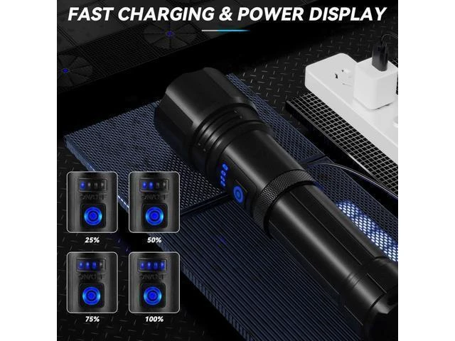 Alt view image 11 of 14 - Rechargeable Flashlight 2 Pack 900000 High Lumens Super Bright Flash Light 7 Modes with COB Work Light IPX6 Waterproof Powerful Handheld LED Flashlights for Camping Hiking