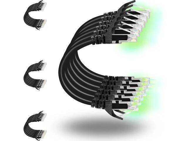 Alt view image 8 of 14 - Patch Cables Cat6 1ft (24 Pack), Ethernet Patch Cable 10G, Cat 6 Patch Cable for Patch Panel to Switch, Flexiable Cat 6 Ethernet Cable with Gold Plated Black