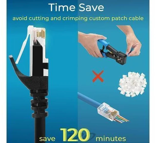 Alt view image 10 of 14 - Patch Cables Cat6 1ft (24 Pack), Ethernet Patch Cable 10G, Cat 6 Patch Cable for Patch Panel to Switch, Flexiable Cat 6 Ethernet Cable with Gold Plated Black