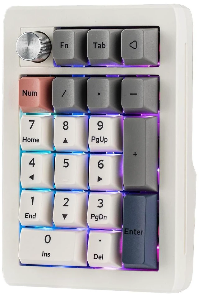 Alt view image 8 of 14 - EK21 VIA Gasket Number Pad w/ 1000mAh Battery, BT 5.0/2.4GHz/Wired | Hot-Swap Numpad with Aluminum Alloy knob, Programmable for Win/Mac/Gaming (Retro White, Wisteria V2 Switch)