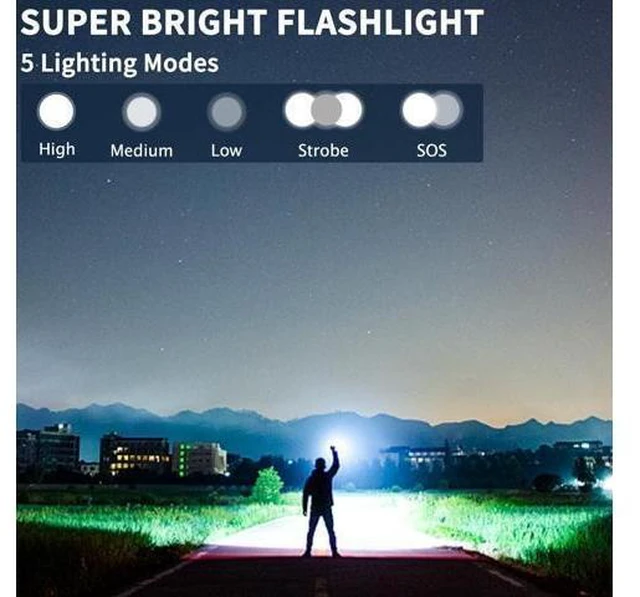 Alt view image 9 of 14 - Flashlights High Lumens Rechargeable, 2Pack Rechargeable Flashlights, 990000lm Super Bright Flashlight, 5Mode Tactical Flashlights High Lumens, LED Flashlight High Powered, Waterproof Flash Light LED