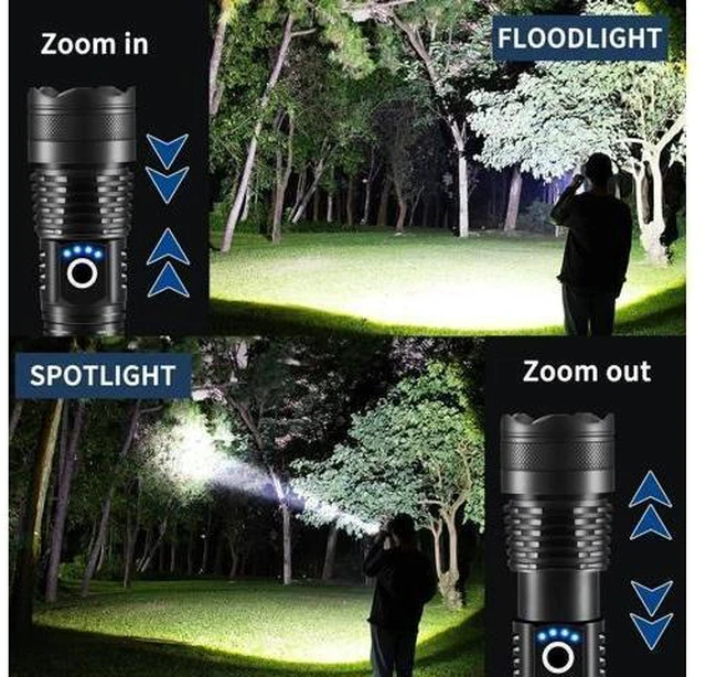 Alt view image 10 of 14 - Flashlights High Lumens Rechargeable, 2Pack Rechargeable Flashlights, 990000lm Super Bright Flashlight, 5Mode Tactical Flashlights High Lumens, LED Flashlight High Powered, Waterproof Flash Light LED