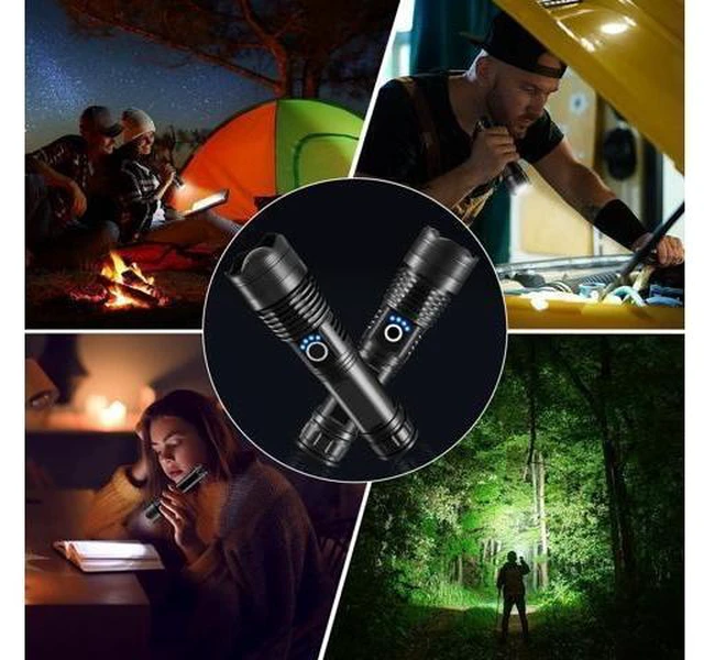 Alt view image 14 of 14 - Flashlights High Lumens Rechargeable, 2Pack Rechargeable Flashlights, 990000lm Super Bright Flashlight, 5Mode Tactical Flashlights High Lumens, LED Flashlight High Powered, Waterproof Flash Light LED