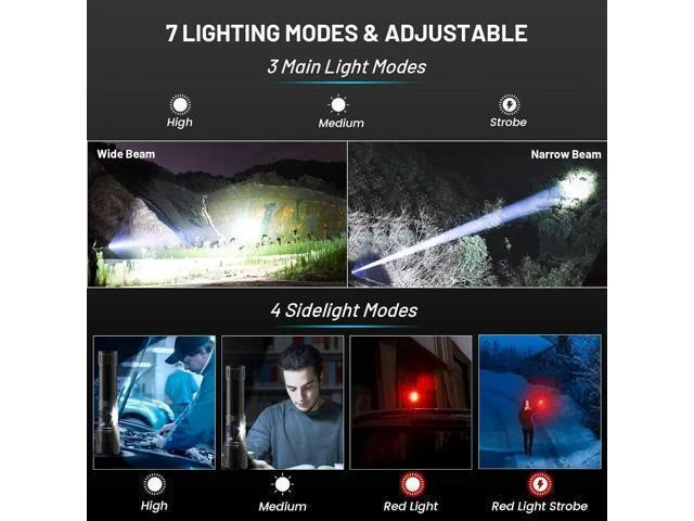 Alt view image 10 of 12 - Rechargeable Flashlights High Lumens, 990,000 Lumens Bright Led Flashlight with 7 Modes, Powerful Flash Light for Home Camping Hiking Outdoor