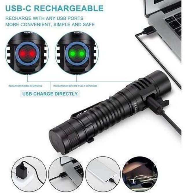 Alt view image 13 of 14 - Pocket LED Flashlight, High 90CRI Ultra Bright Max 1300 Lumen Mini Flashlight with Standard USB A-C Cable,IP67 Waterproof,Magnetic Tailcap, Great for Indoor/Outdoor Activities(2700K Warm)
